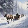 Оленья упряжка, зима