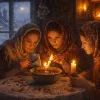 Святочное гадание при свечах зимой