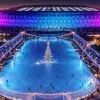 Новогодний каток под огнями стадиона