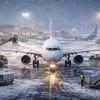Вылет самолёта задержан сильным снегопадом