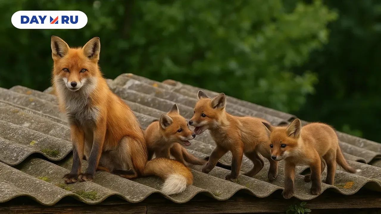 Лиса с семейством