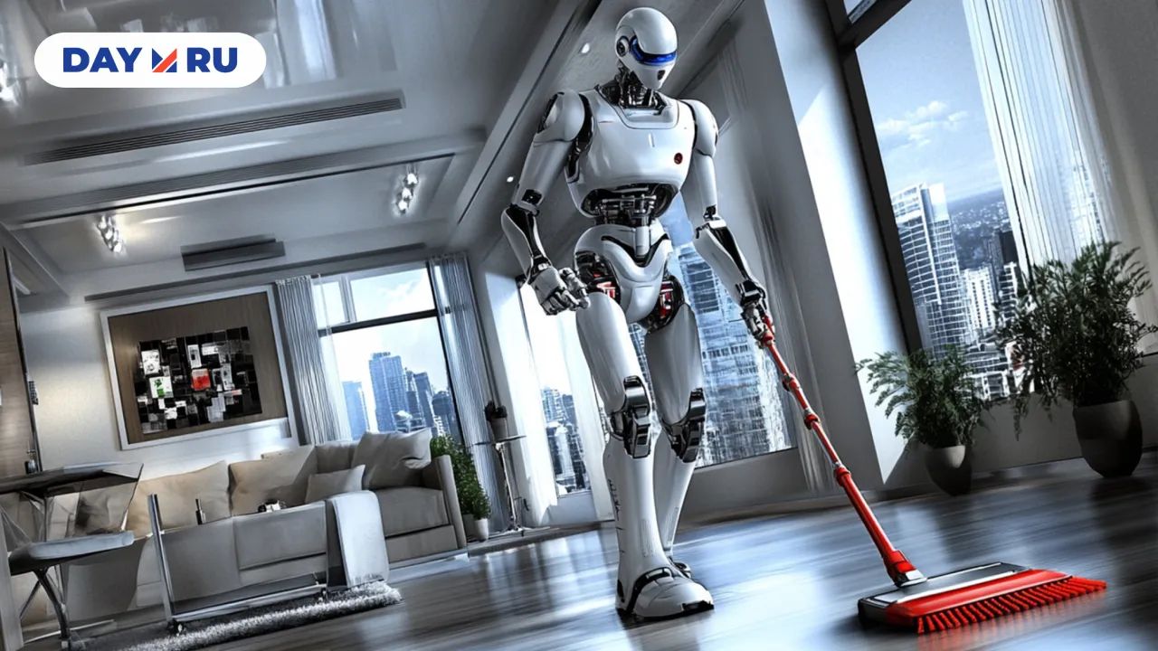 Робот моет полы