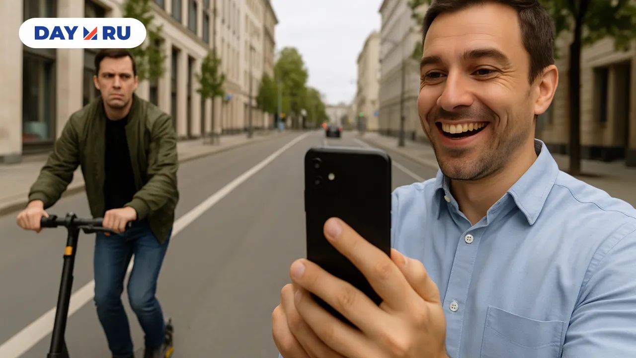 Человек фиксирует нарушителя на самокате