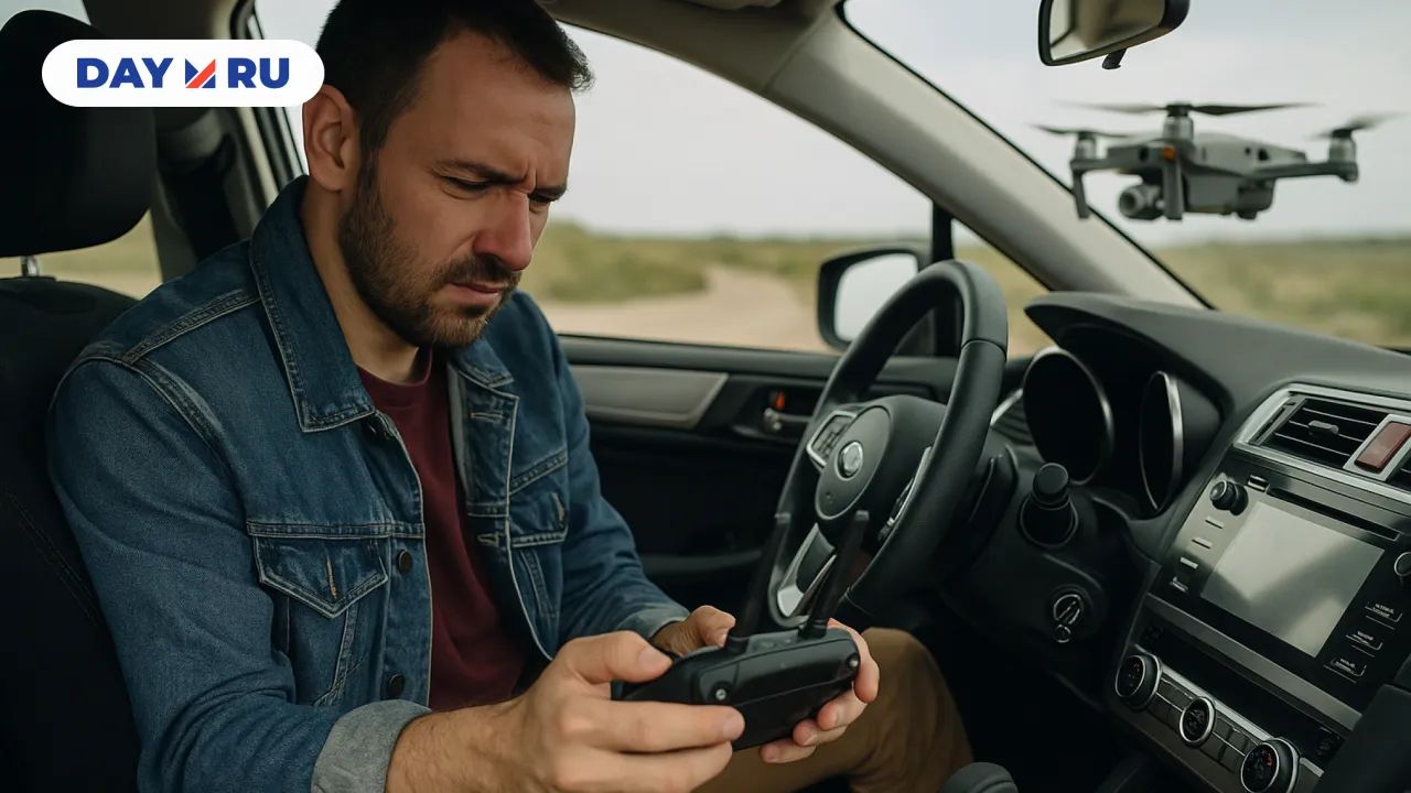 Водитель учится управлять беспилотником