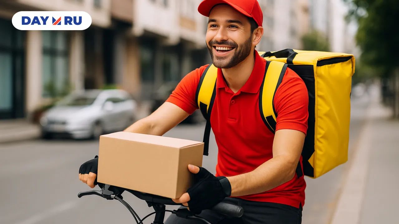 Довольный курьер