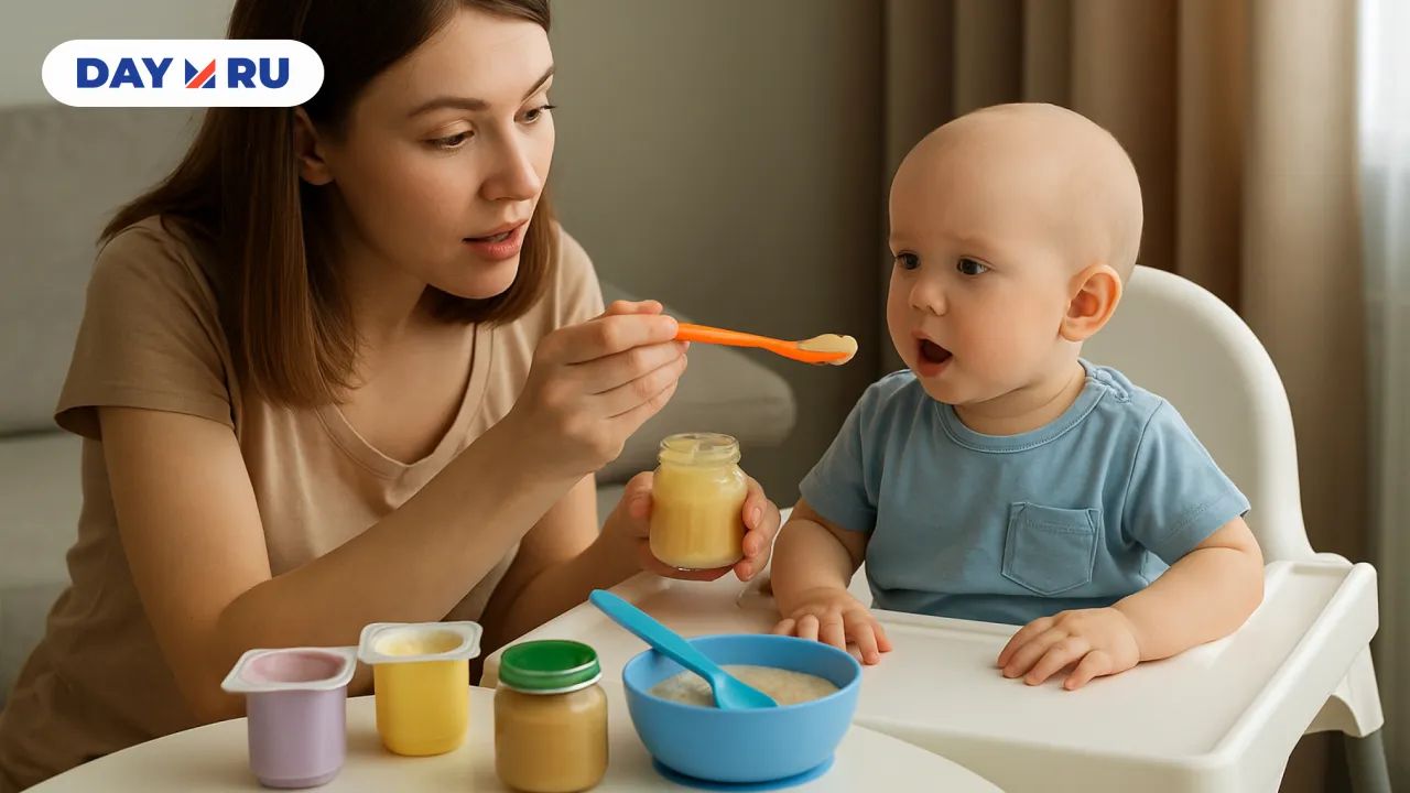 Мама кормит ребенка