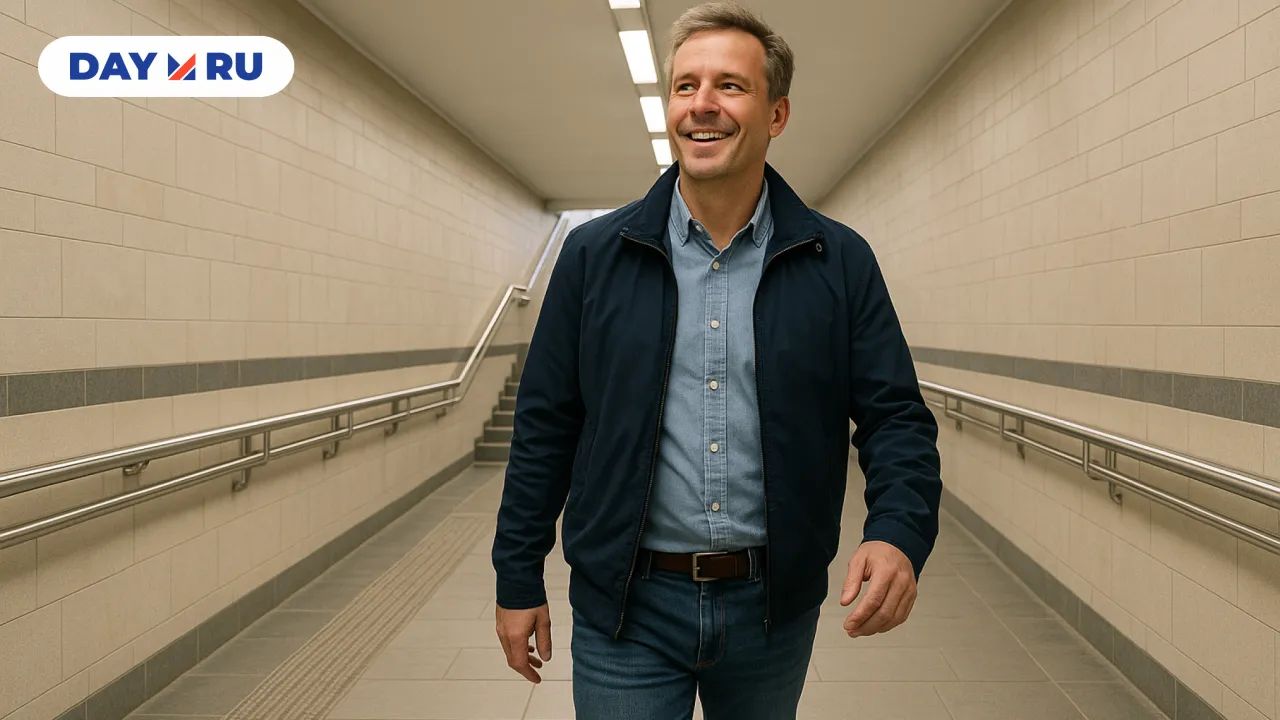 Человек идет через подземный переход