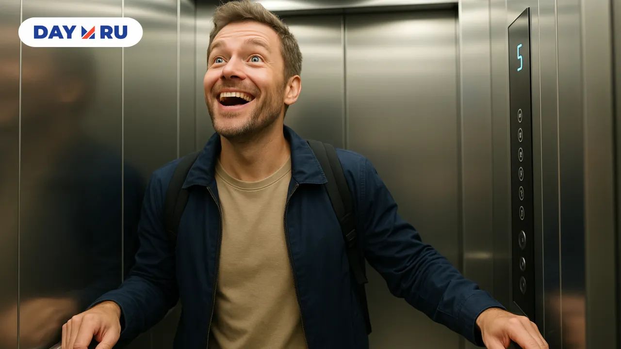 Человек рад новому лифту