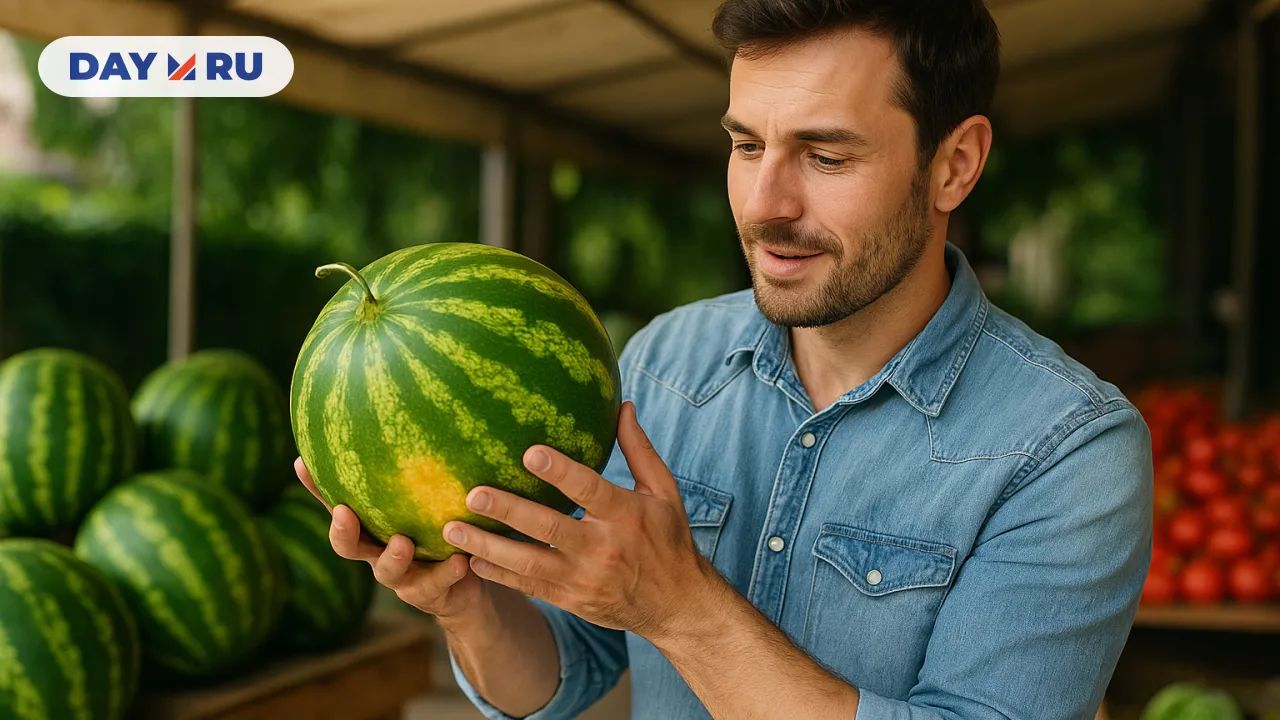 Человек выбирает арбуз