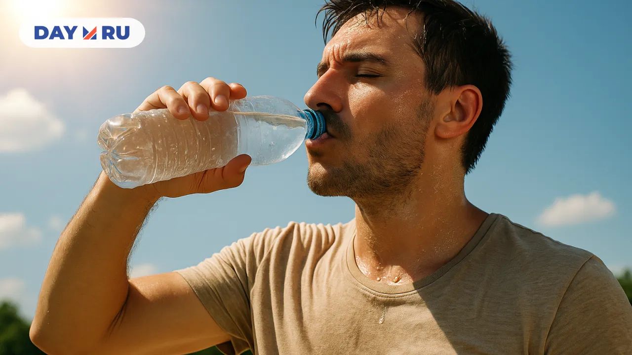 Человек пьет воду