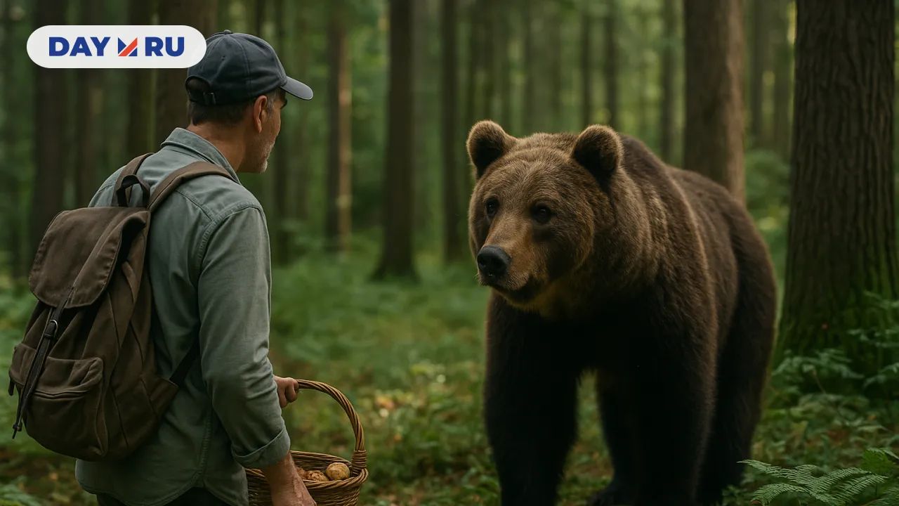 Человек встретился с медведем