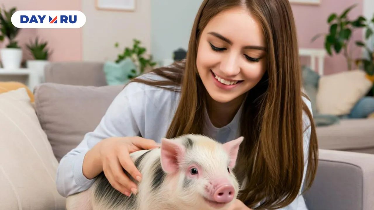 девушка и свин.