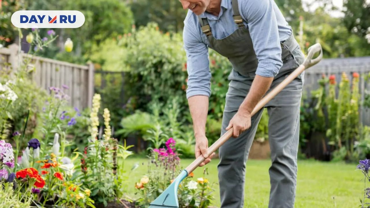 Мужчина на участке