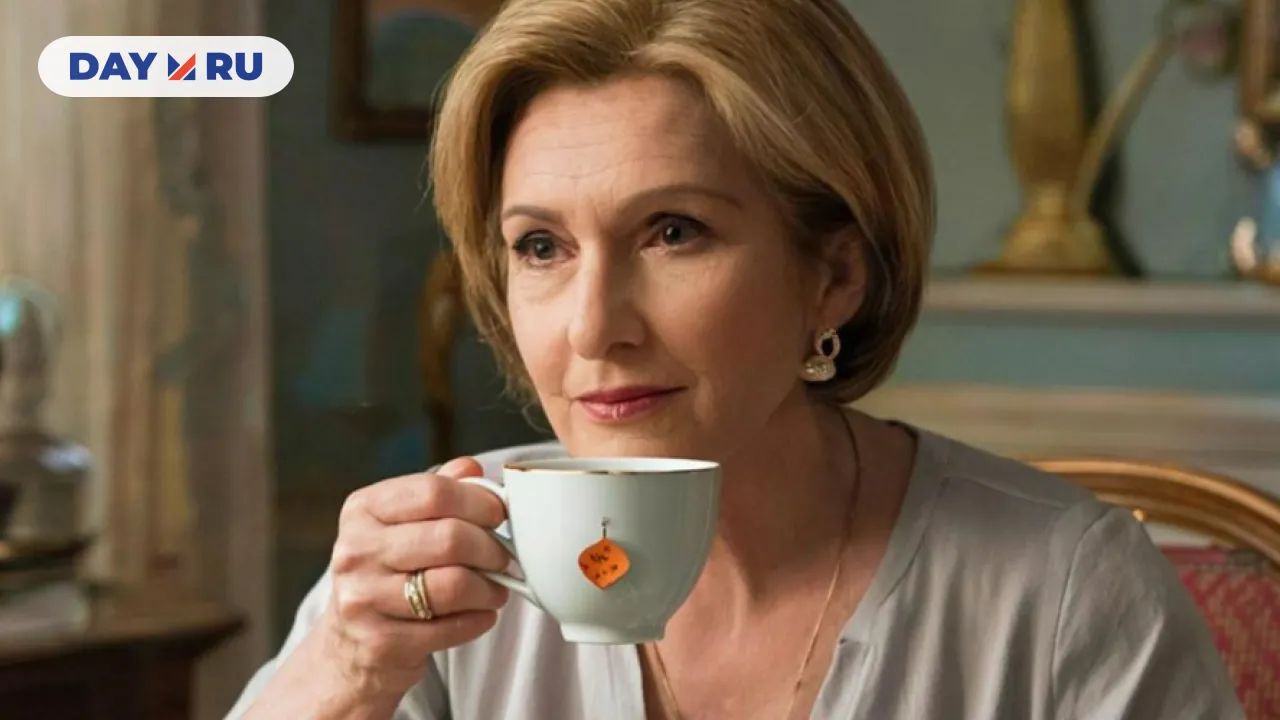 женщина пьет чай