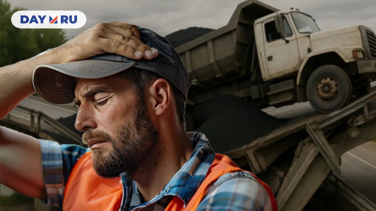 Грузовик разрушил мост