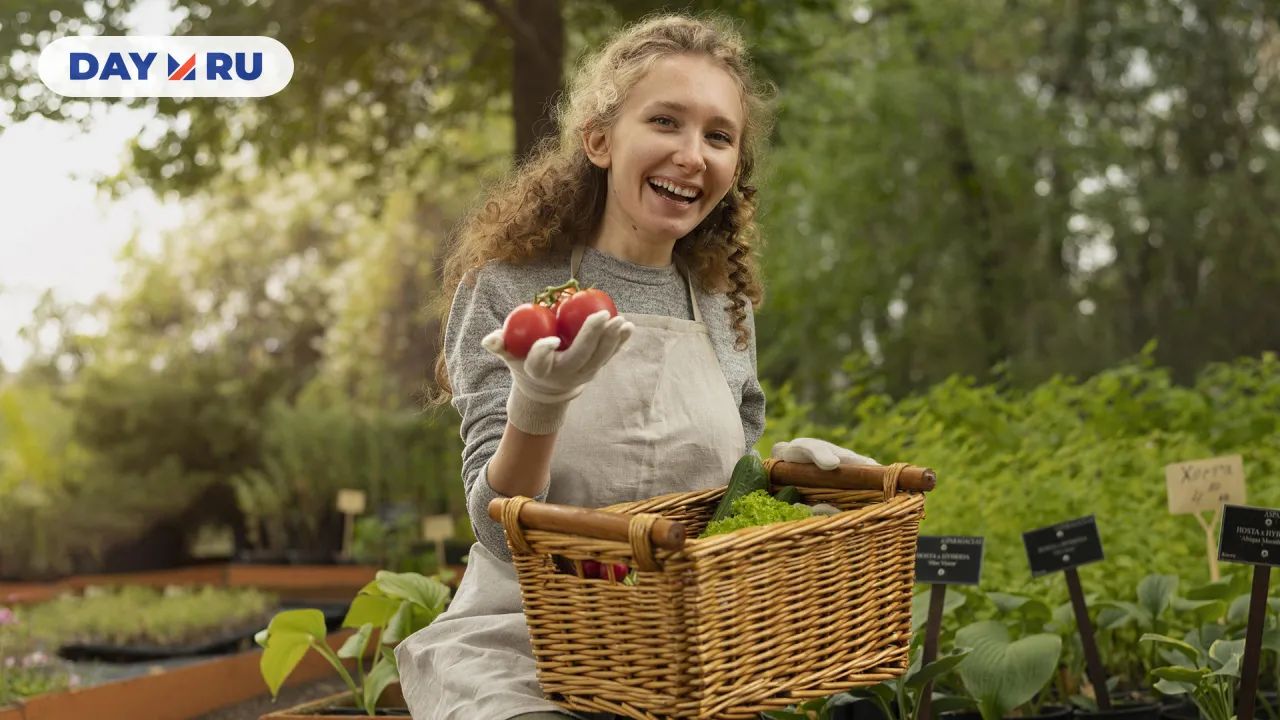 Девушка с овощами