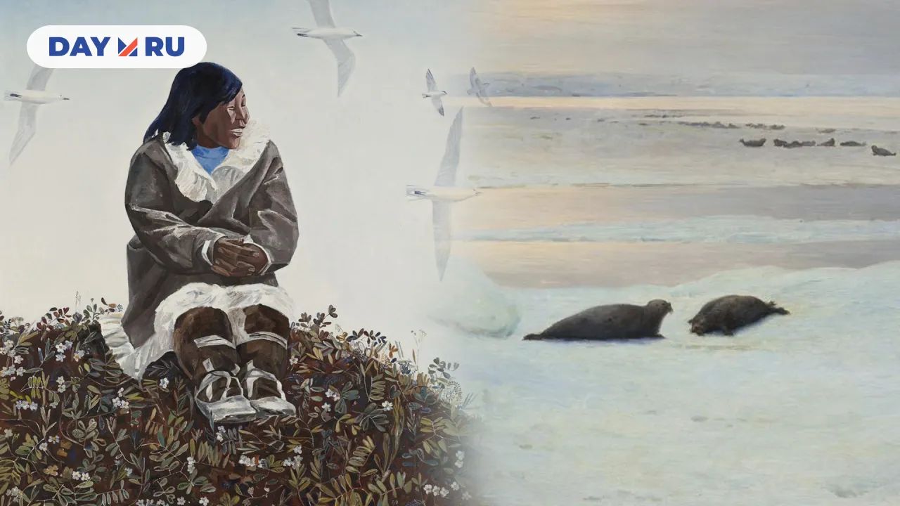 А.А.Яковлев «Счастливая» 1974 ГТГ, А.А.Борисов «Весенняя полярная ночь» 1897 ГТГ