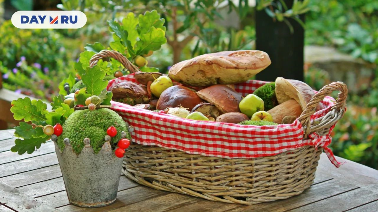 Корзина, грибы