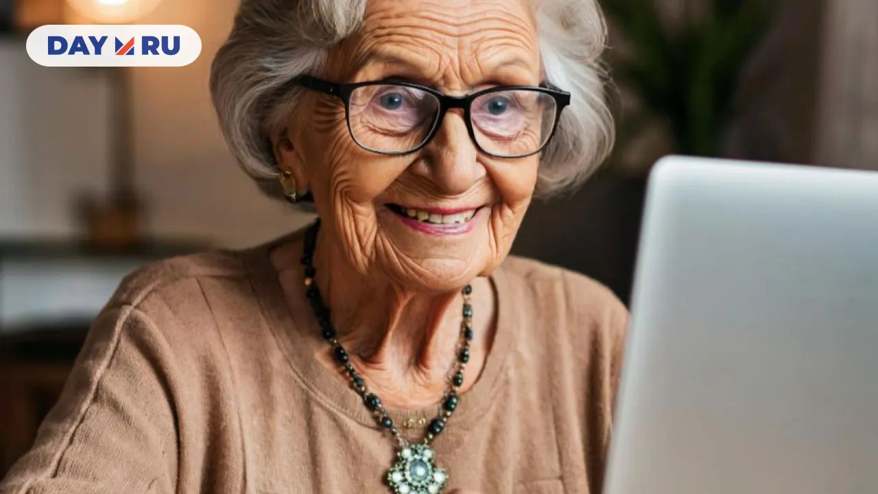 бабушка за компьютером