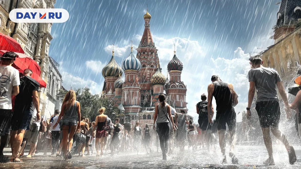 Москва, жара и ливень