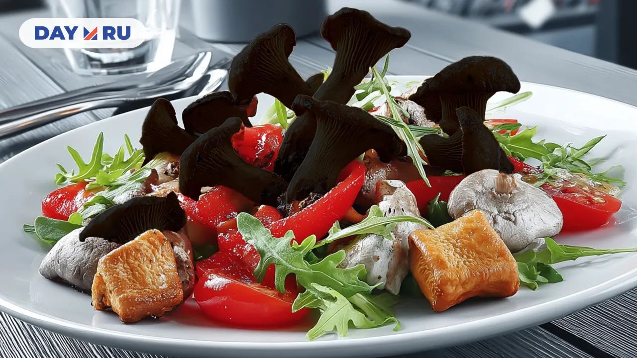 Блюдо с черными лисичками