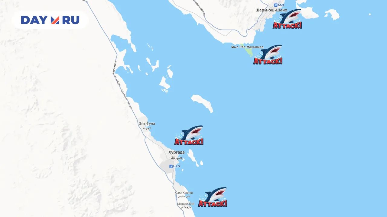 Карта нападений акул
