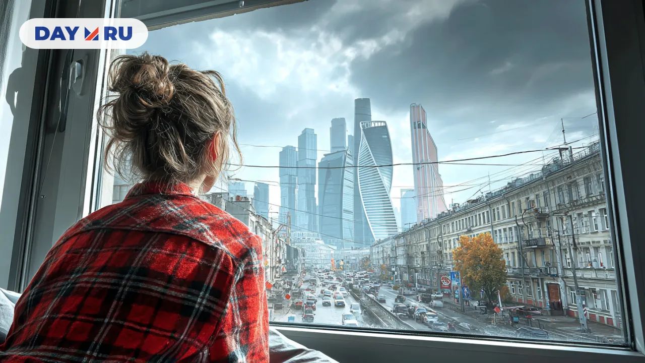 Человек смотрит в окно, арт