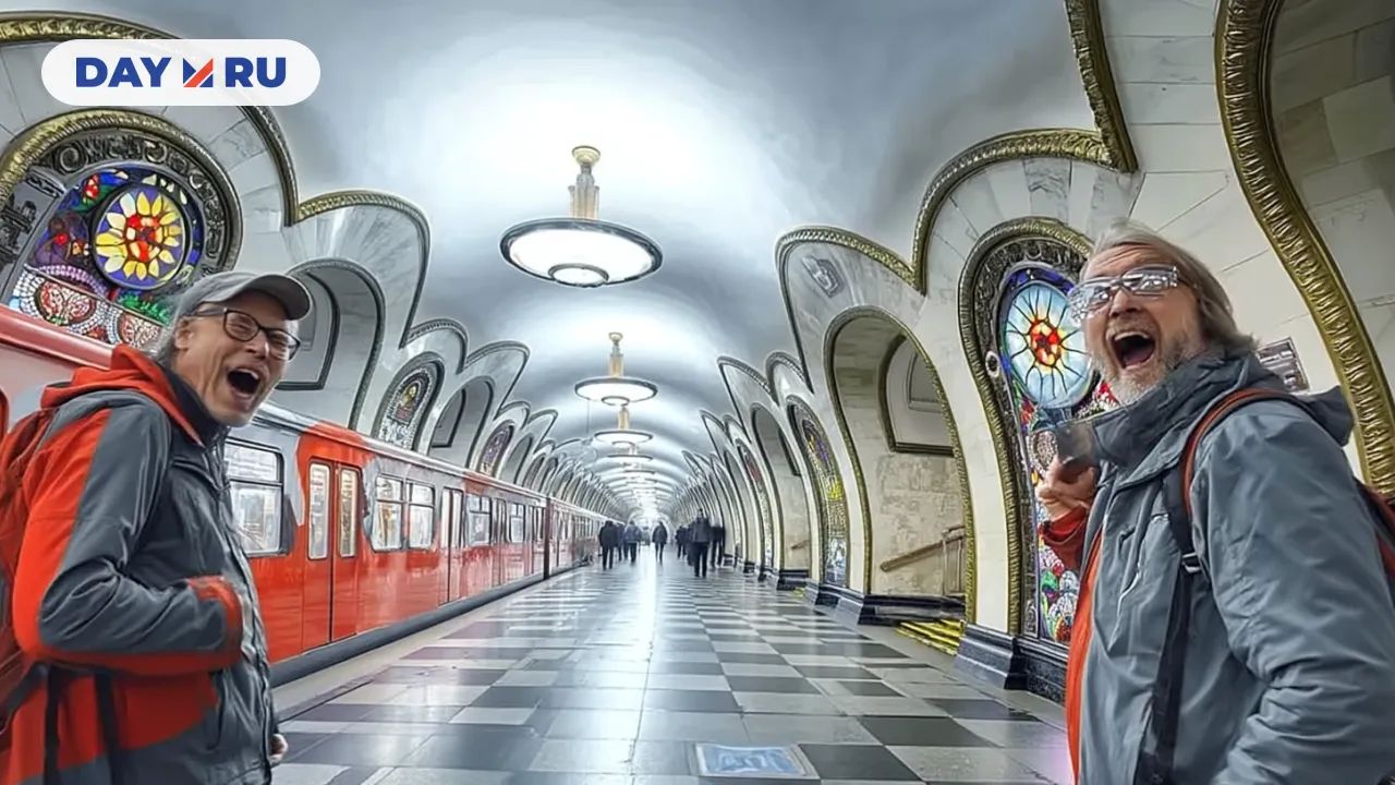 Туристы в метро, арт