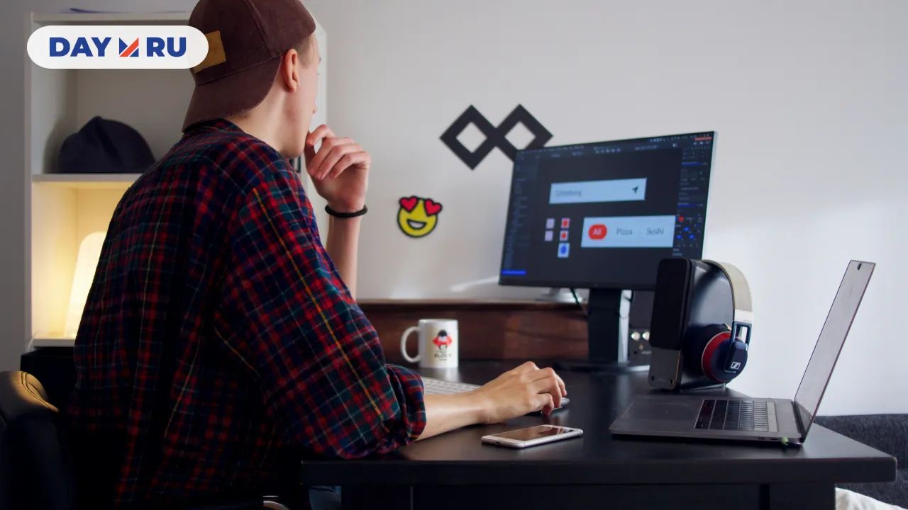 перед компьютером