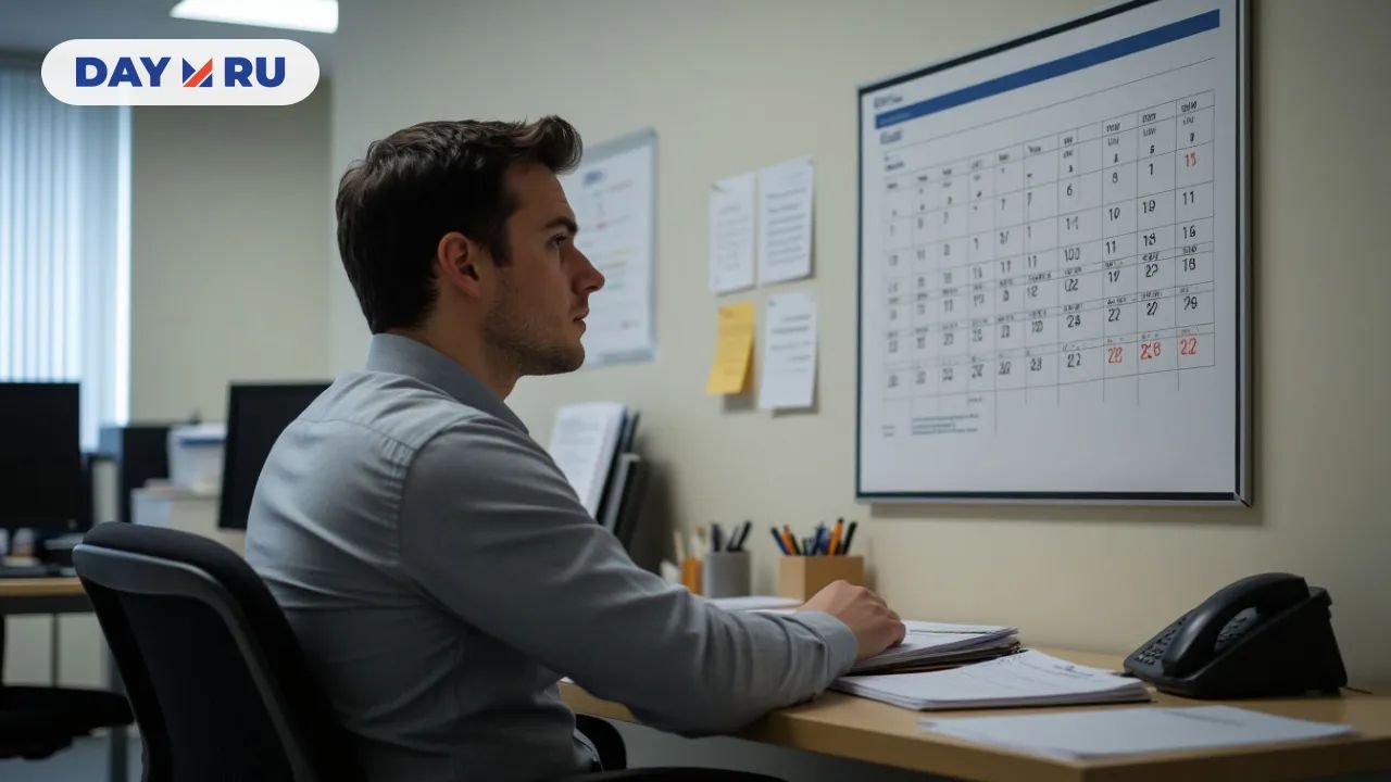 Мужчина, офис, календарь