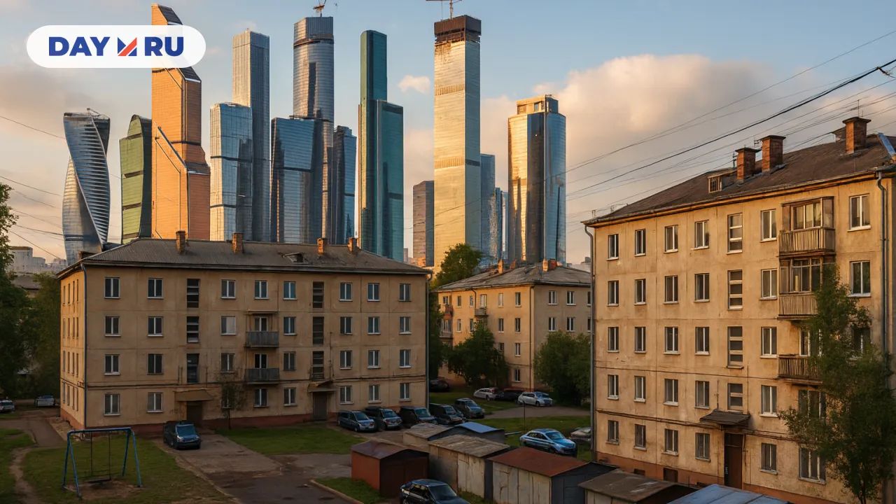 Вид на Москва-Сити со двора на Мантулинской