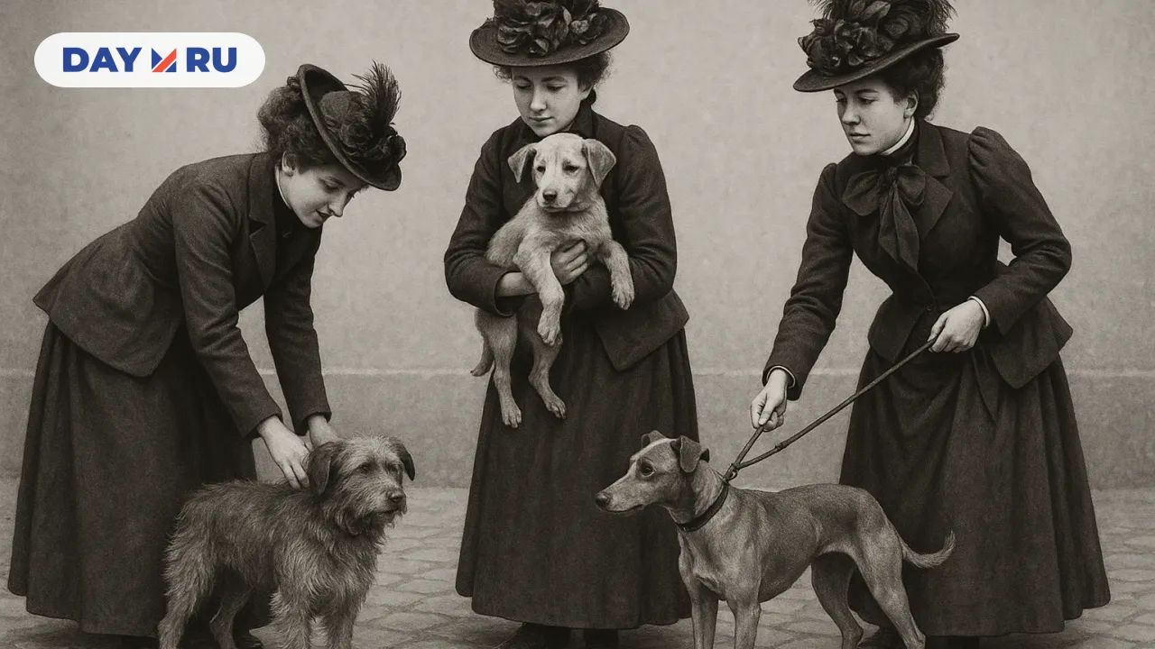 Дамы собирают бездомных собак.