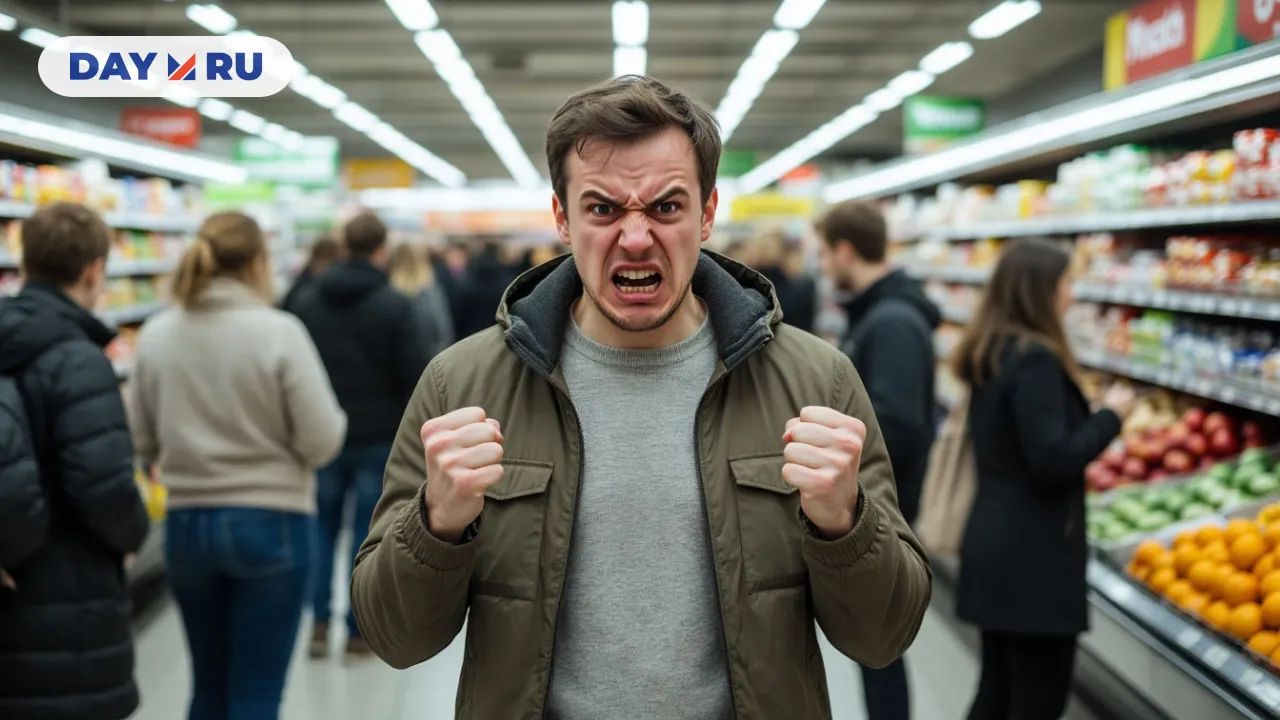 Злой человек, супермаркет