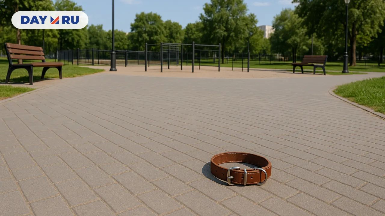 В парке лежит забытый собачий ошейник