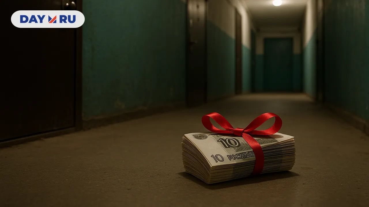 Сверток из 10-рублёвых купюр 