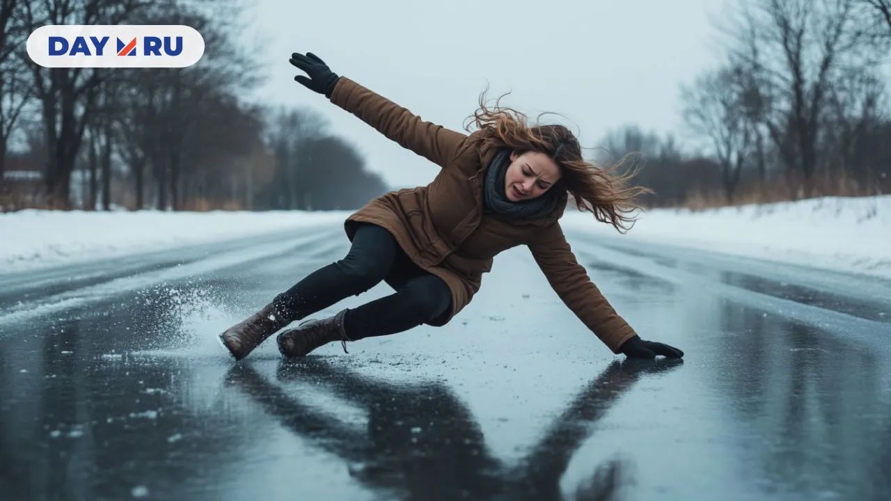 Гололед, женщина