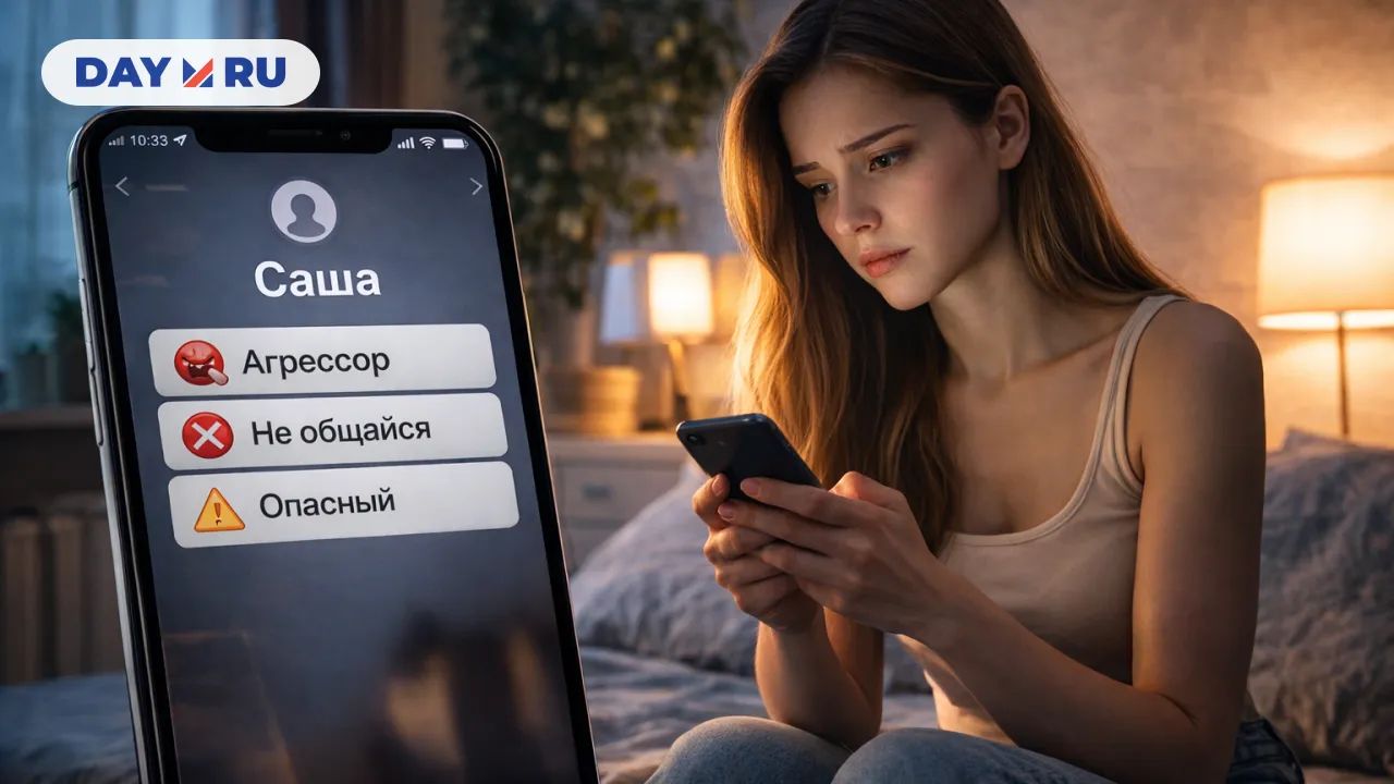 Девушка смотрит в телефон