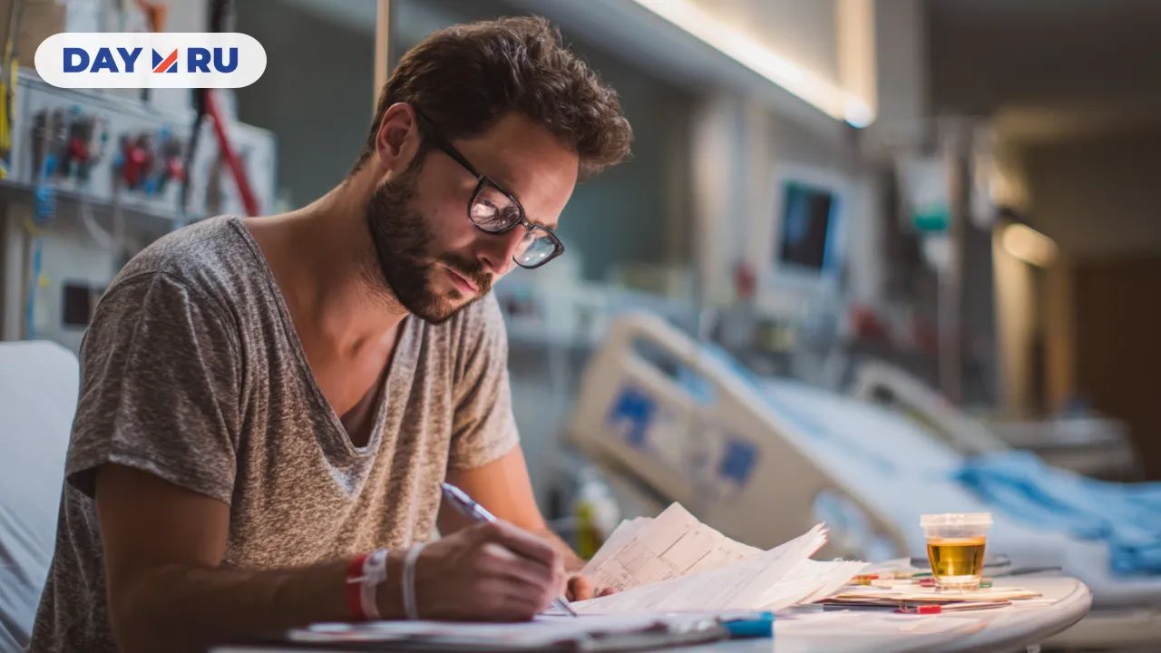 Мужчина в больнице, арт