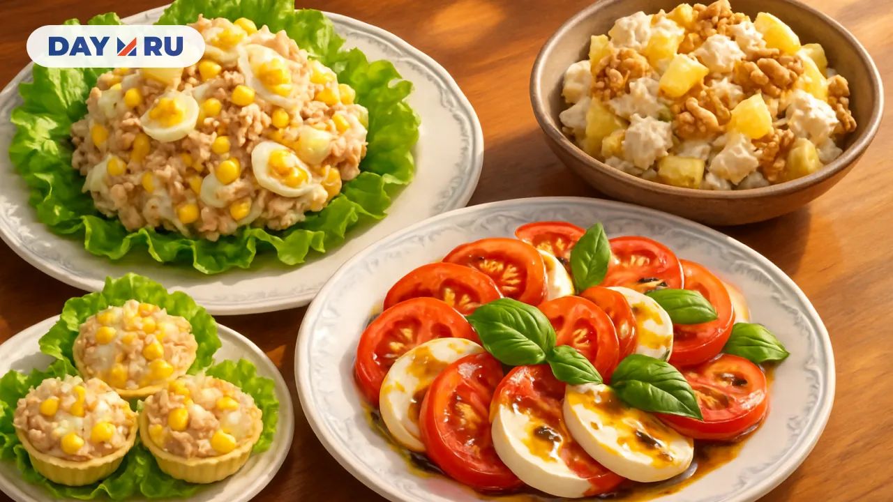 Не только оливье и сельдь под шубой: быстрые праздничные салаты от шефа