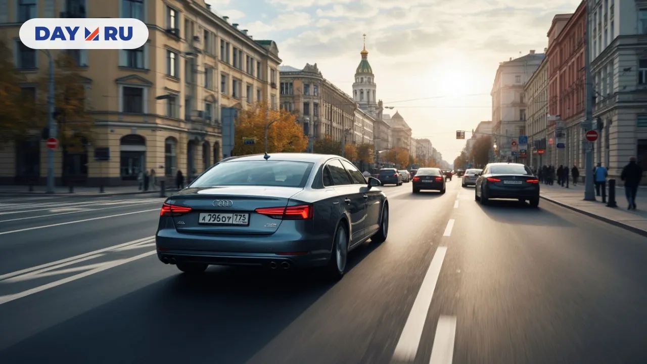 Автомобили едут по Москве