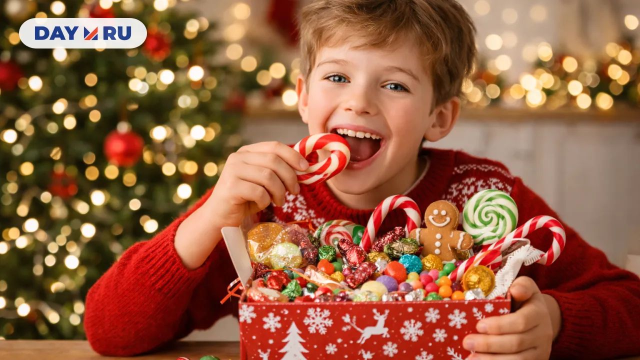 Ребёнок ест сладости