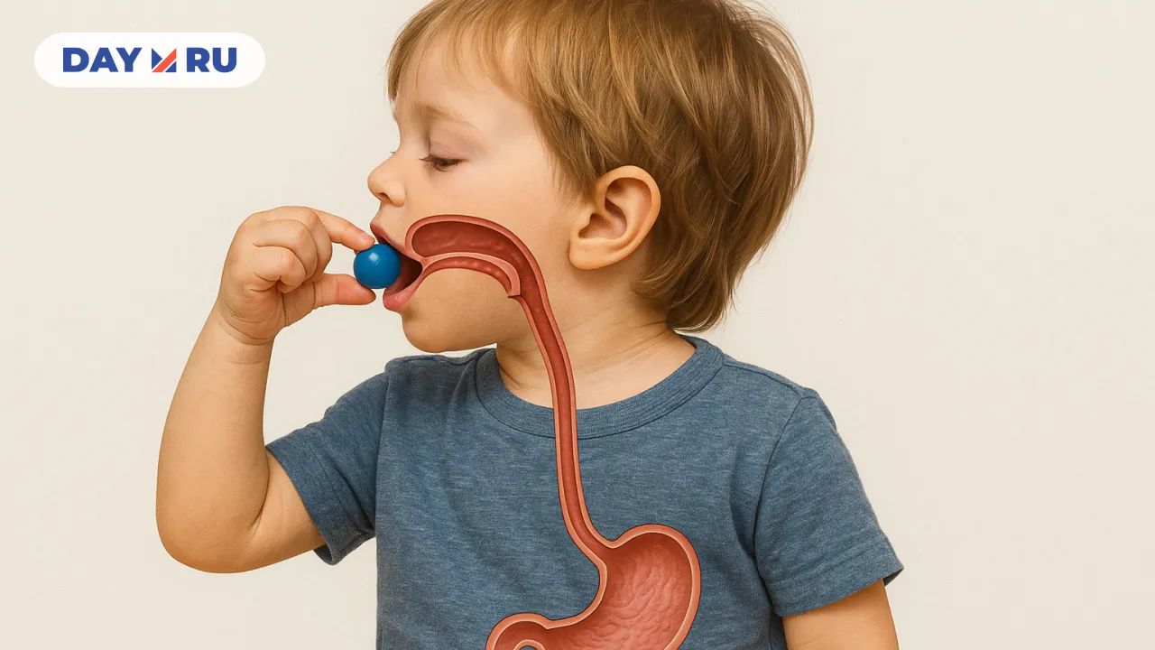 Ребенок проглатывает гелевый шарик