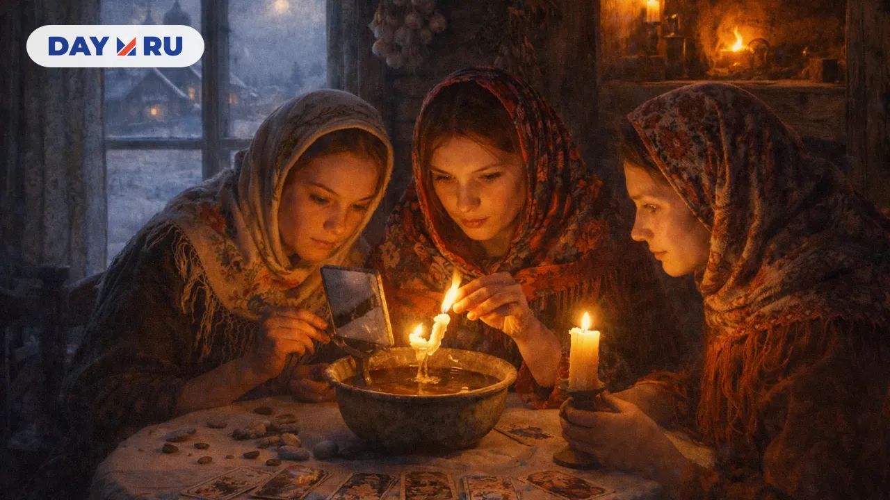 Святочное гадание при свечах зимой