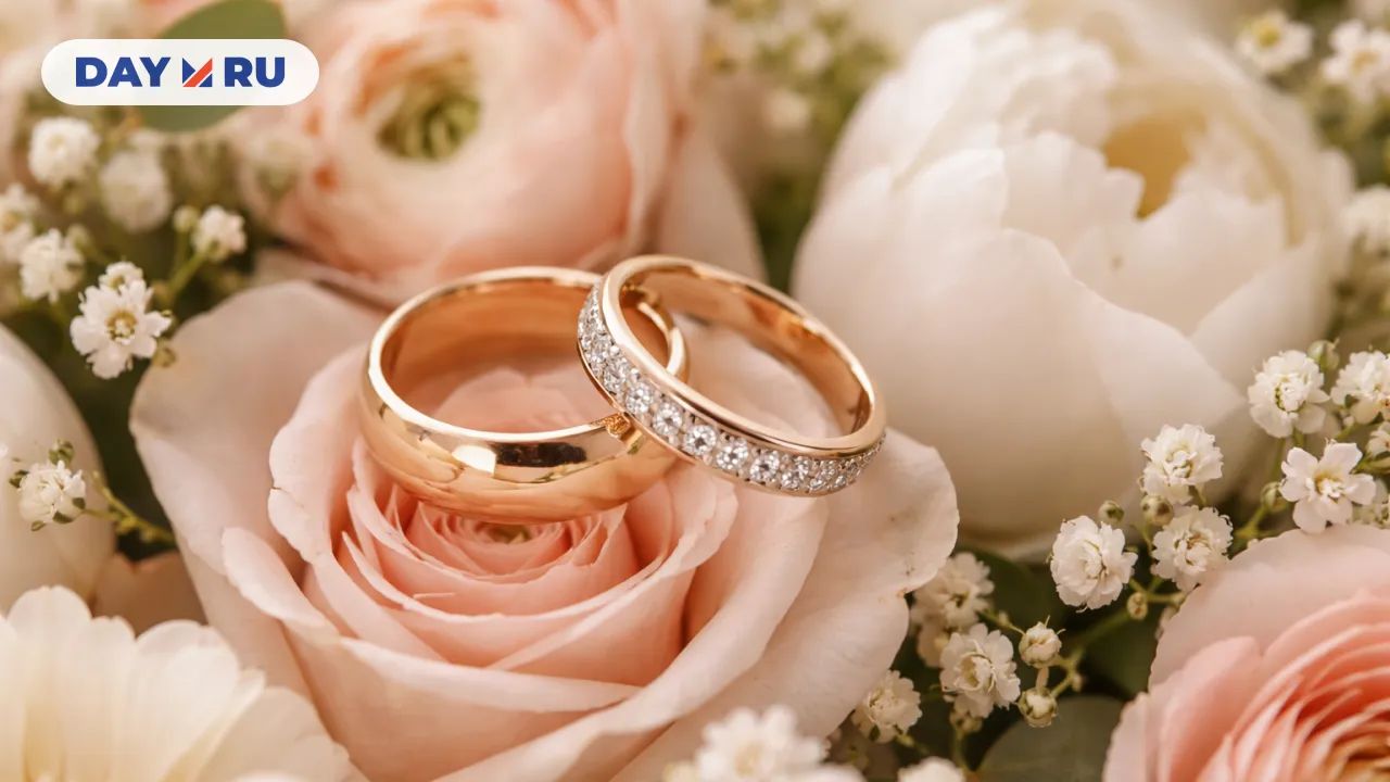 Кольца среди цветочного букета