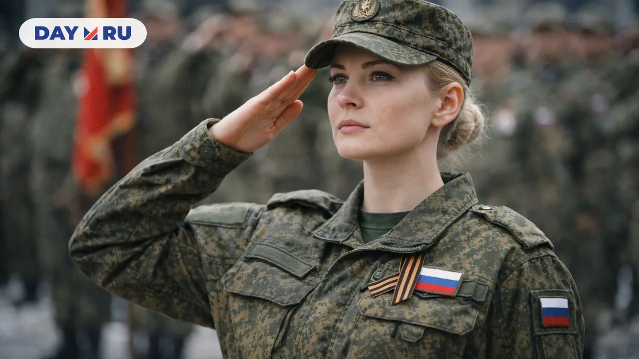 Женщина-военнослужащая отдаёт честь 