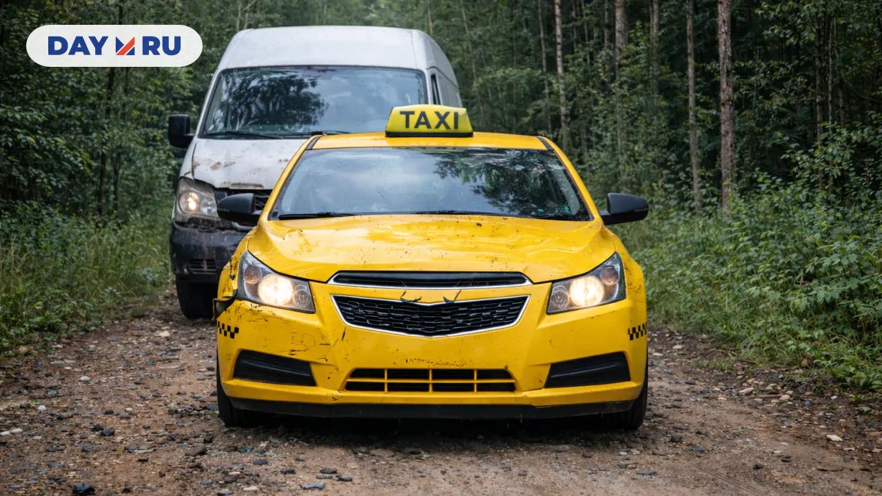 Газель сбивает такси сзади