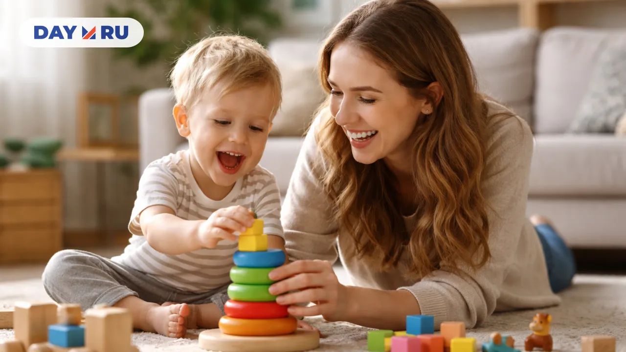 Мать играет с ребенком