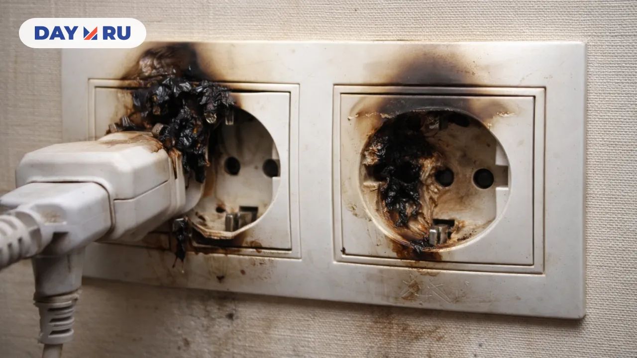 Поврежденные розетки с обугленными рамками