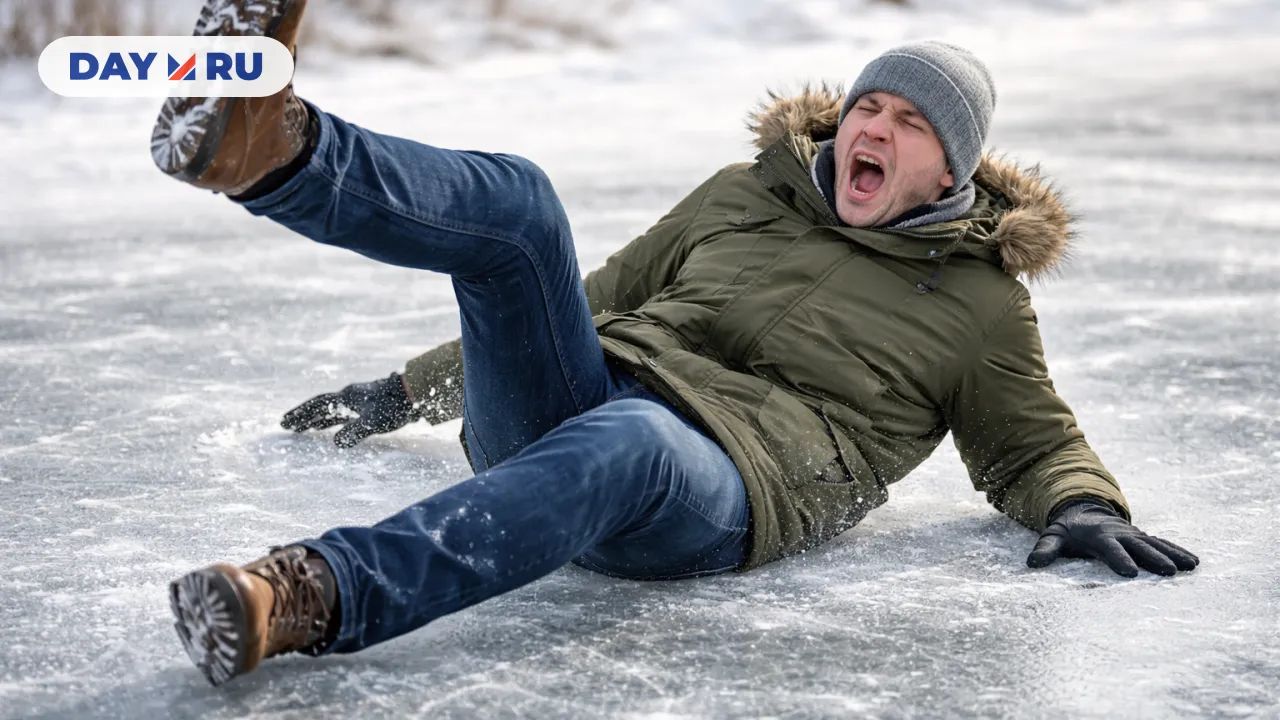 Падение на ледяной поверхности