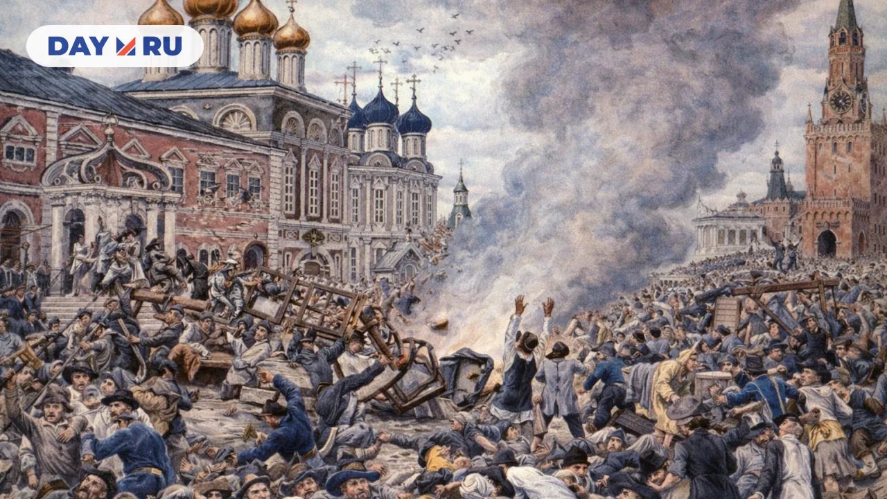 Чумной бунт. Акварель Эрнеста Лисснера, 1930-е годы